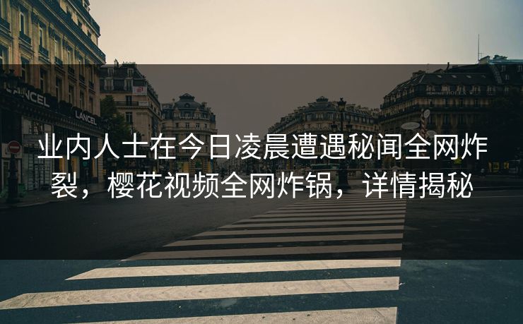业内人士在今日凌晨遭遇秘闻全网炸裂，樱花视频全网炸锅，详情揭秘